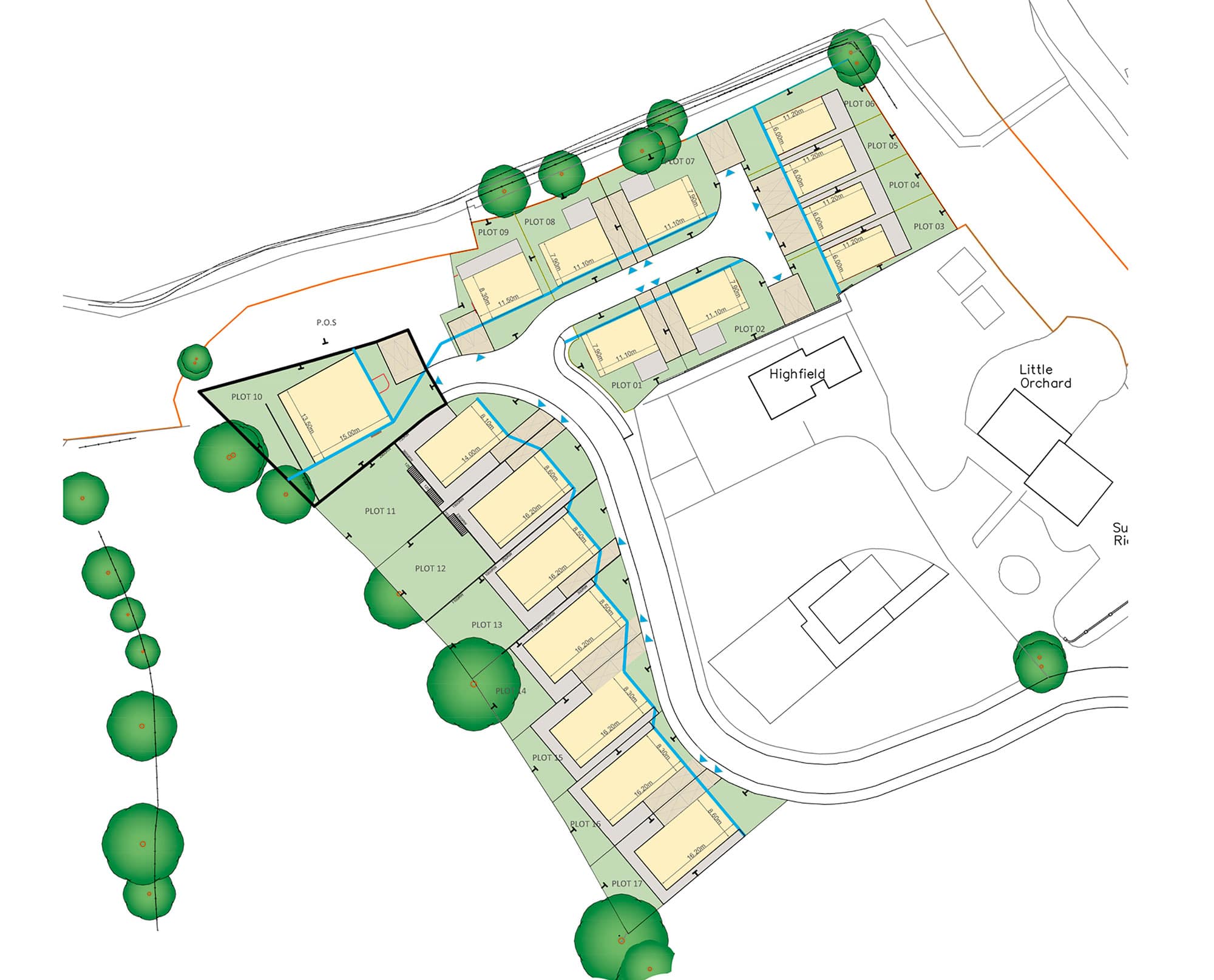 Artists interpretation of street plan for housing estate