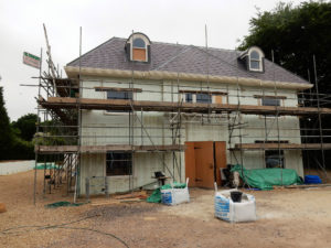 ICF house with roof in construction