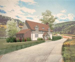 Artistic sketch of a cottage