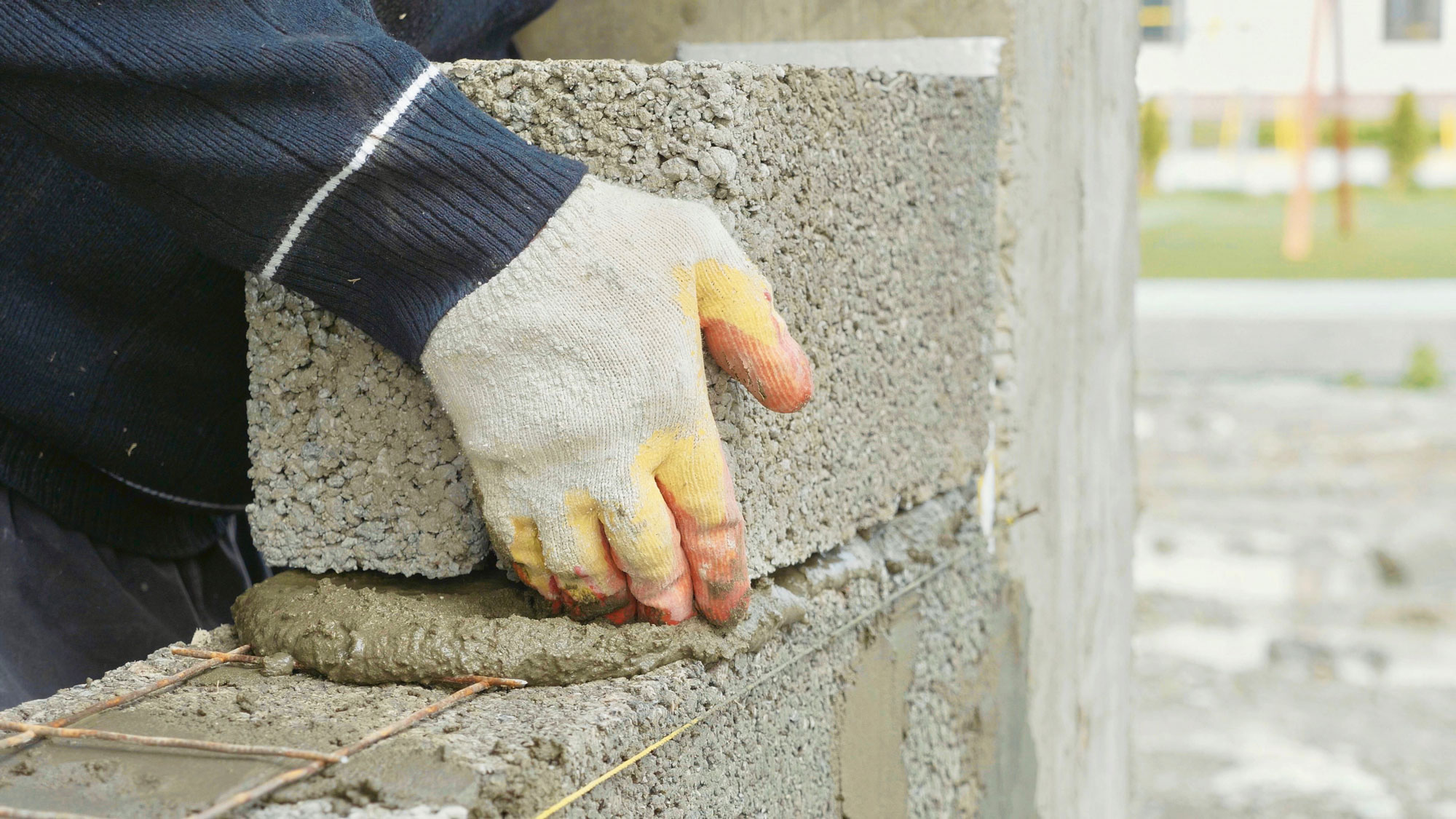 Breezeblock wall being laid