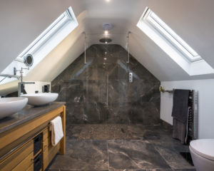 Bathroom with skylights