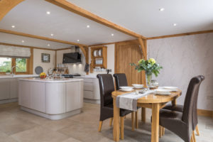 Kitchen with exposed beams