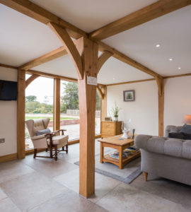 Living area with exposed beams