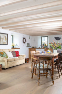 Living area with exposed beams