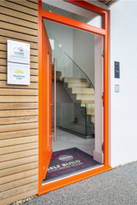 Orange frame front door