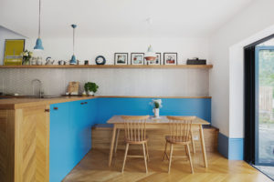 Bespoke kitchen with blue accents