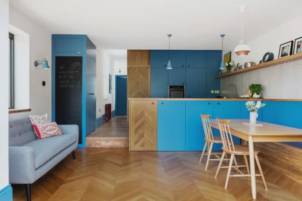 Kitchen with blue units
