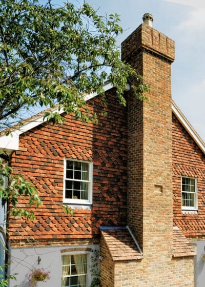 Red brick house with chimney