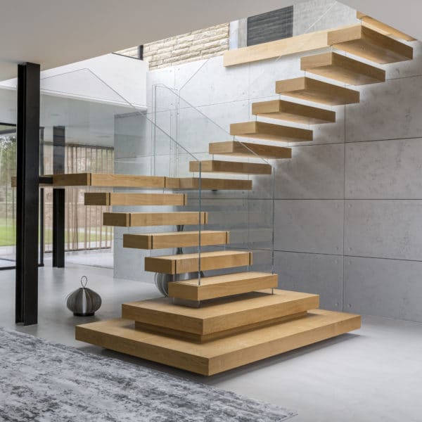 Floating timber staircase