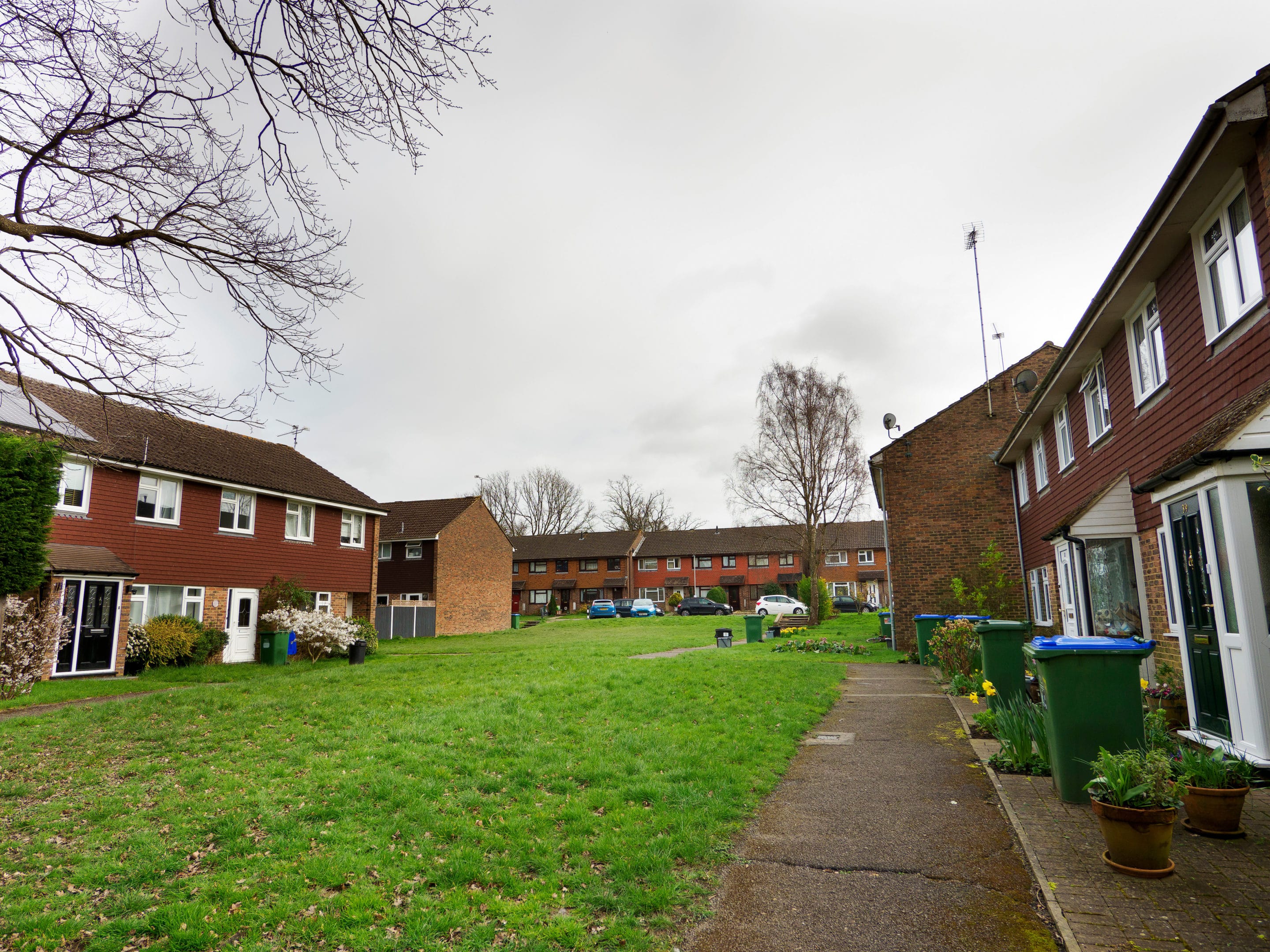 Housing estate grass courtyard 