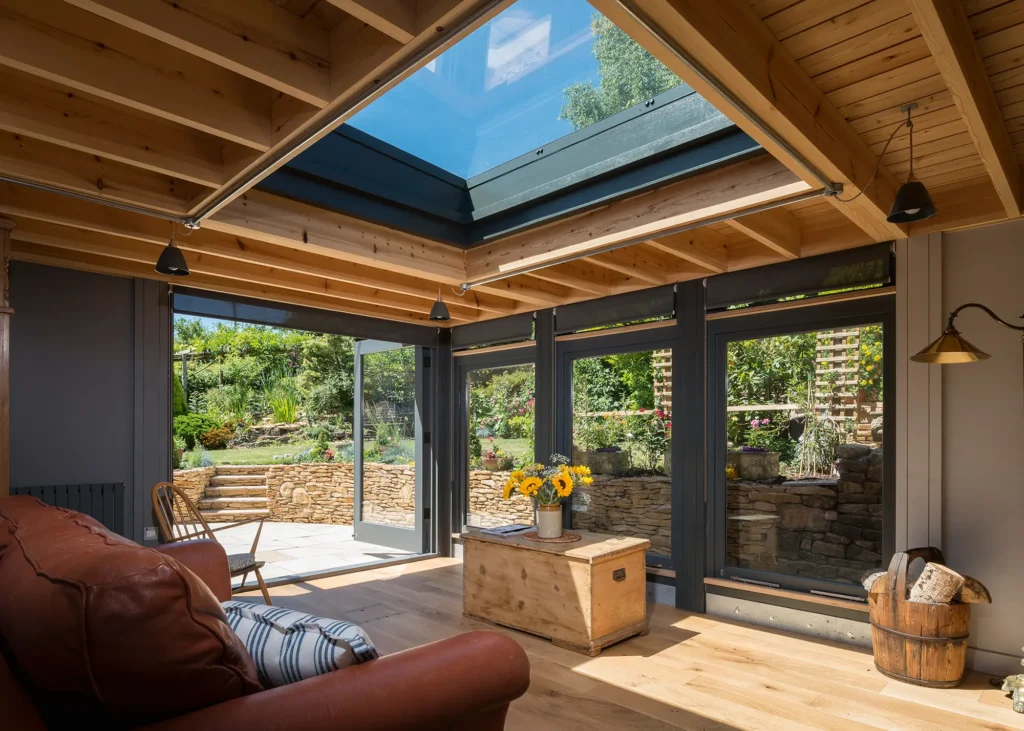 prefab extensions with exposed timber roof