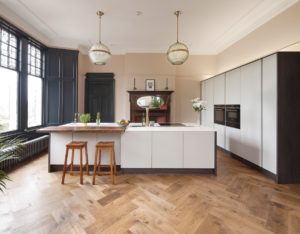 Kitchen with wooden flooring