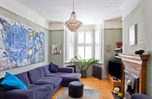 Living room with bay window