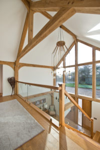 Top landing with exposed beams