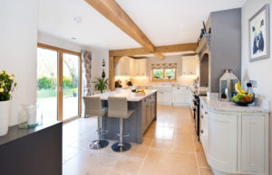 Kitchen with exposed beams