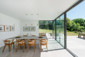 Kitchen with sliding door