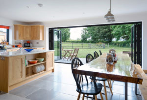 Kitchen with glazed doors