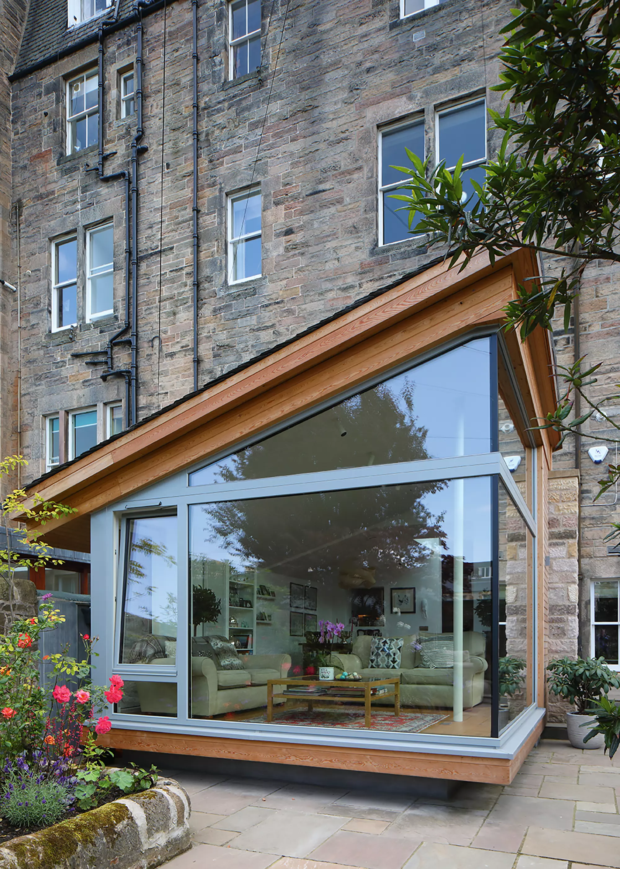 timber clad extension in rural area