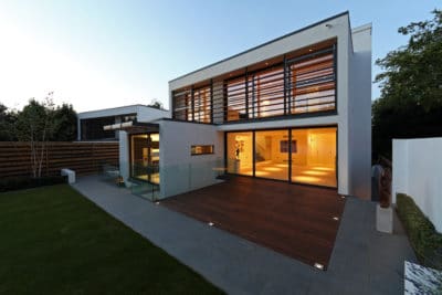 Contemporary house at dusk