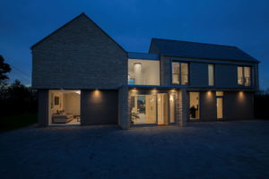 Large house at dusk