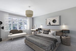 Latge grey bedroom