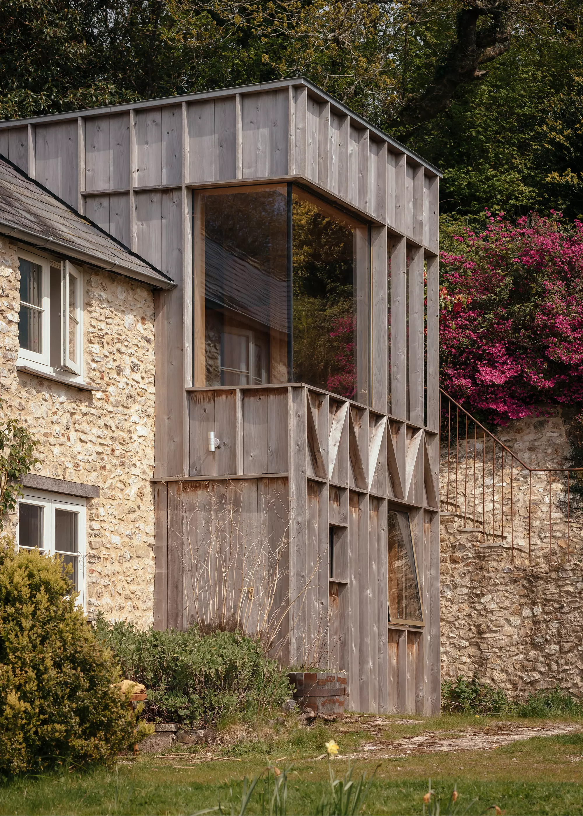 timber clad extension in rural area