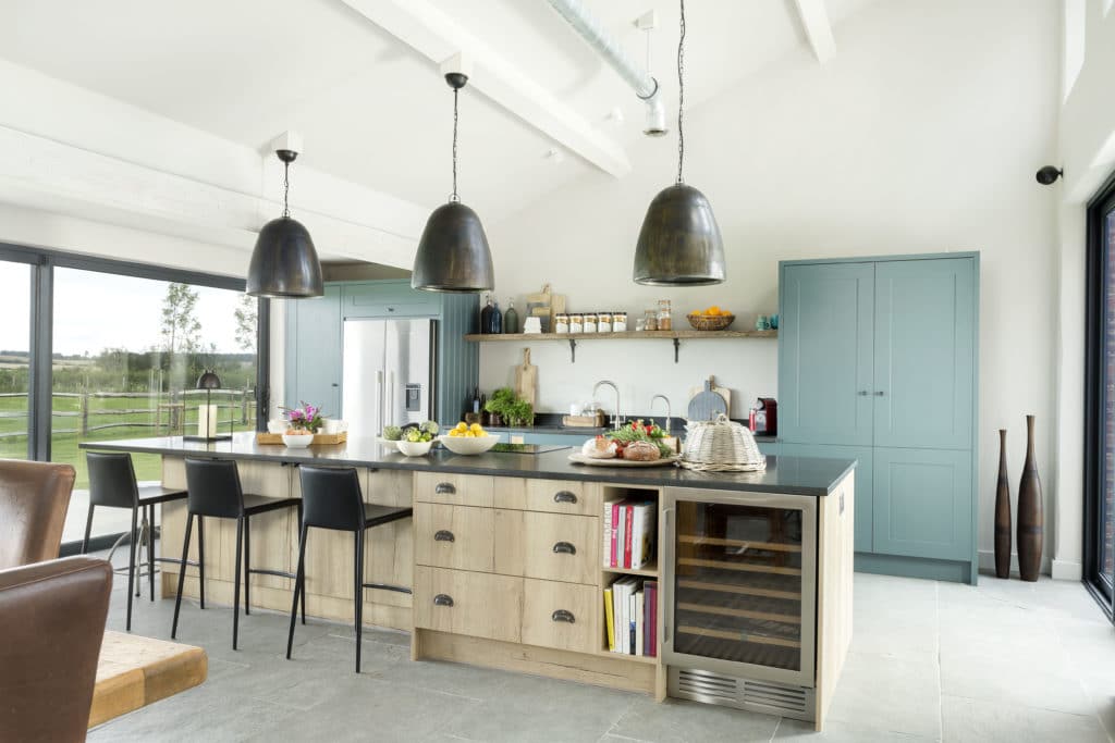 White open plan kitchen