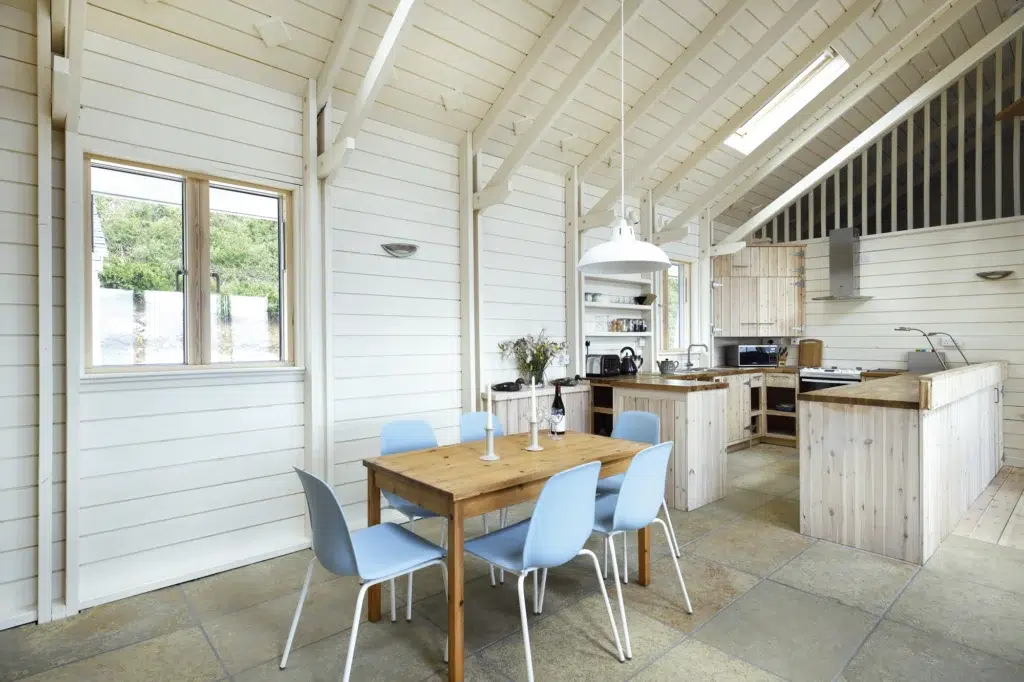 Large white room with skylights