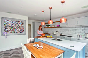 Open plan kitchen with breakfast bar