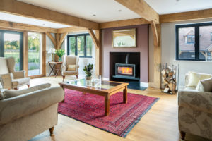 Living room with stove
