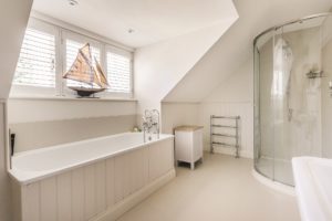 Modern bathroom with traditional elements