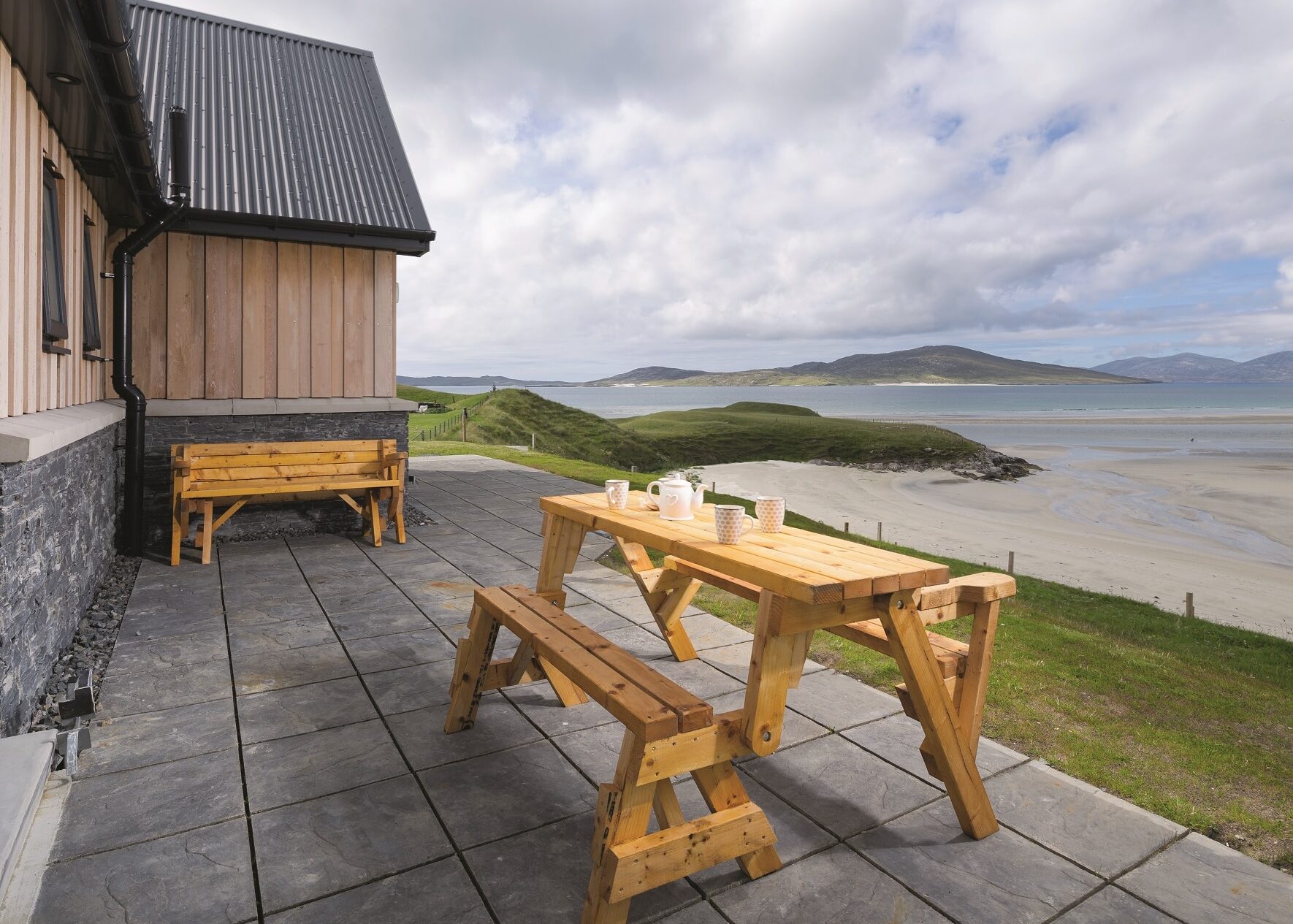 outdoor seating area with coastal views