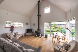 Vaulted ceilings in a timber frame house