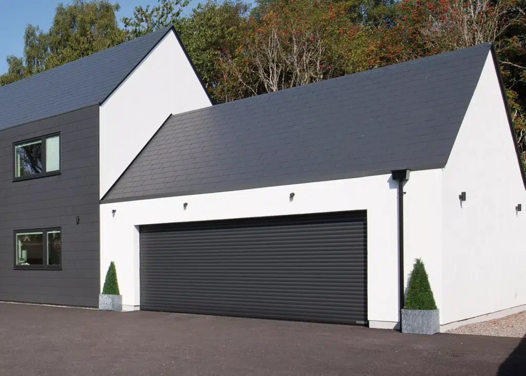 dark grey roller garage doors 