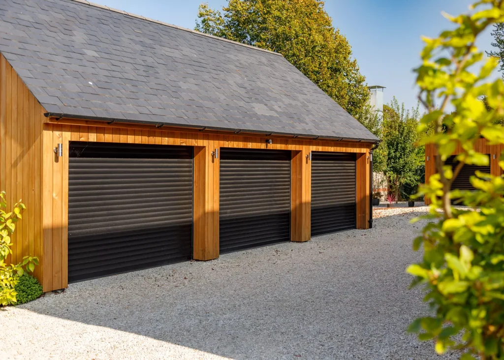 black rollers on smart controlled garage