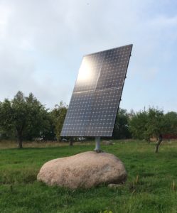 Solar panel with sun reflection