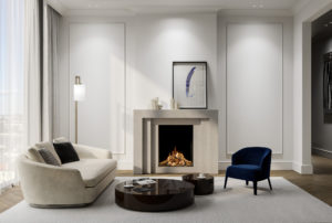 Stylish room with fireplace