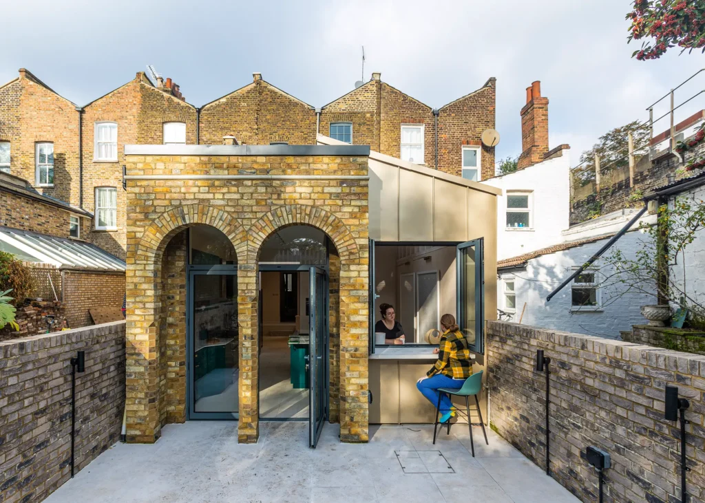 rear kitchen extension with arched glazed doors