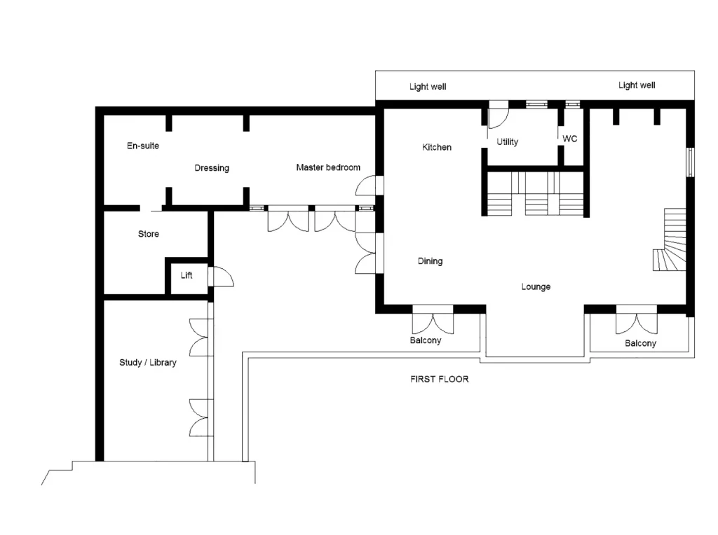 The first floor plan for Steve and Janine Carney's Oak frame self build annexe
