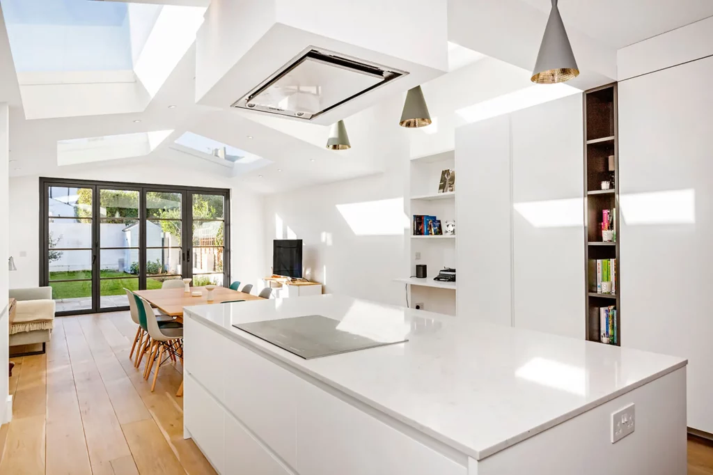 Extension with white interior and and rooflights