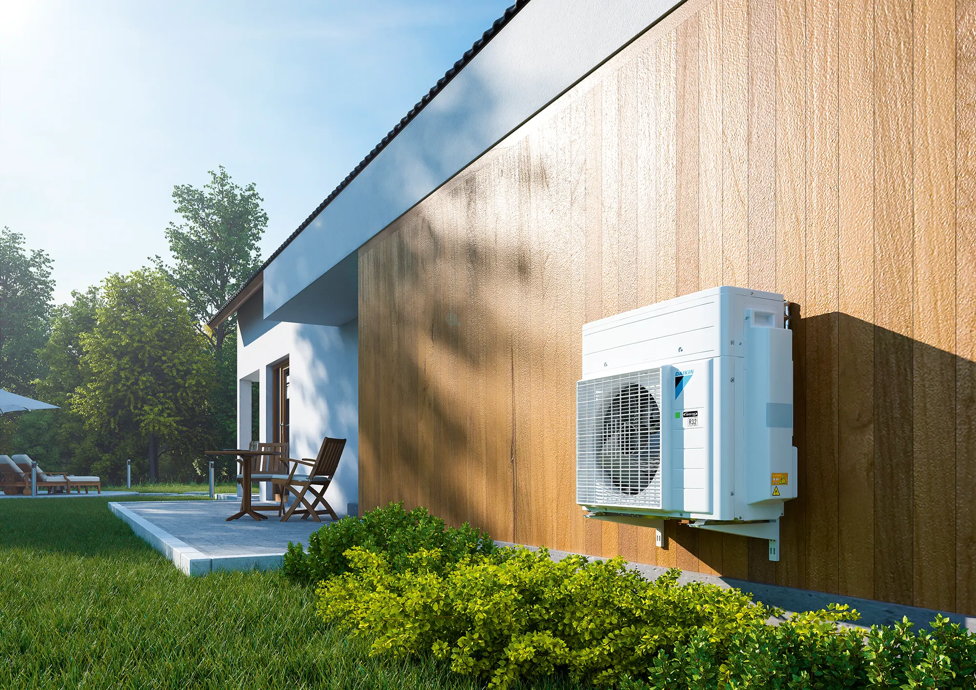 Heat pump outside house