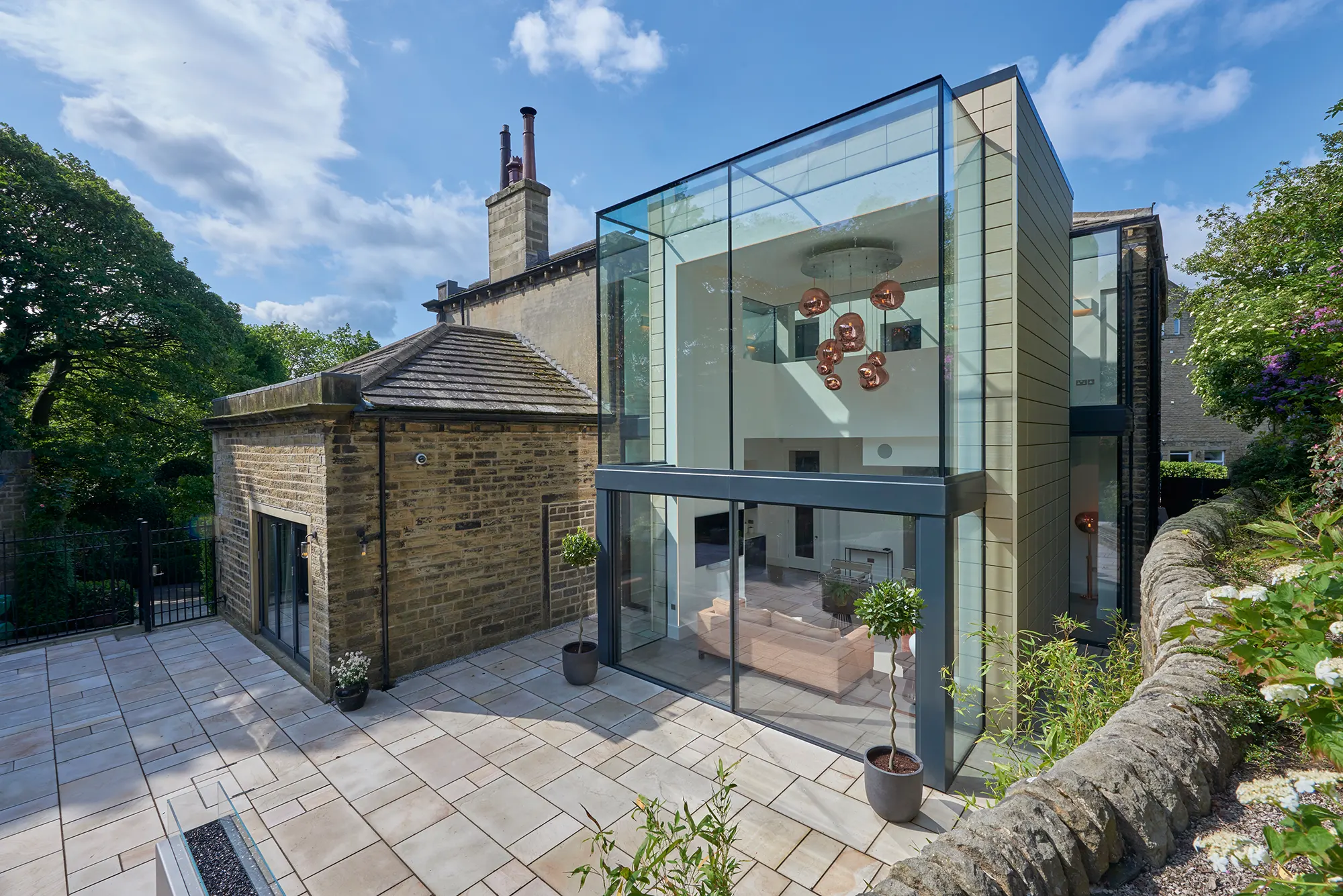 Home with double storey window glazed extension