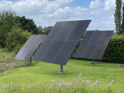 Three solar panels landscape