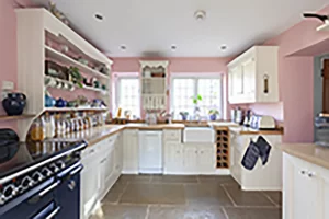 Kitchen extension interior painted pink