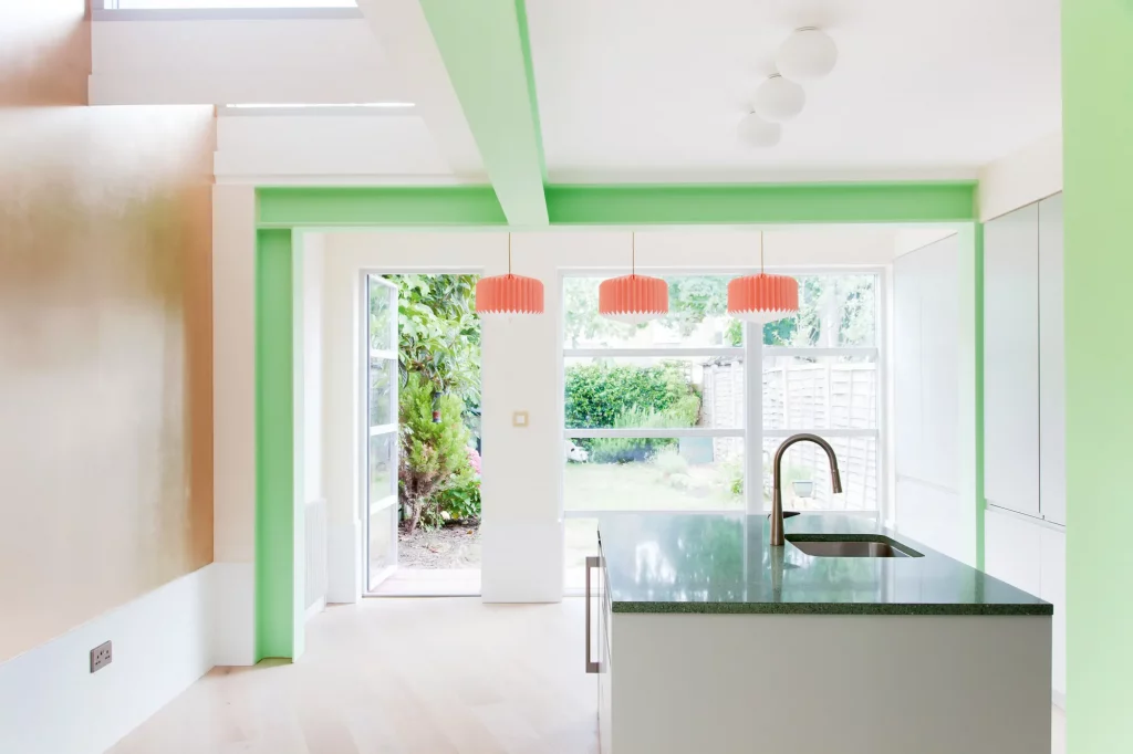 Kitchen extension with large glazed windows
