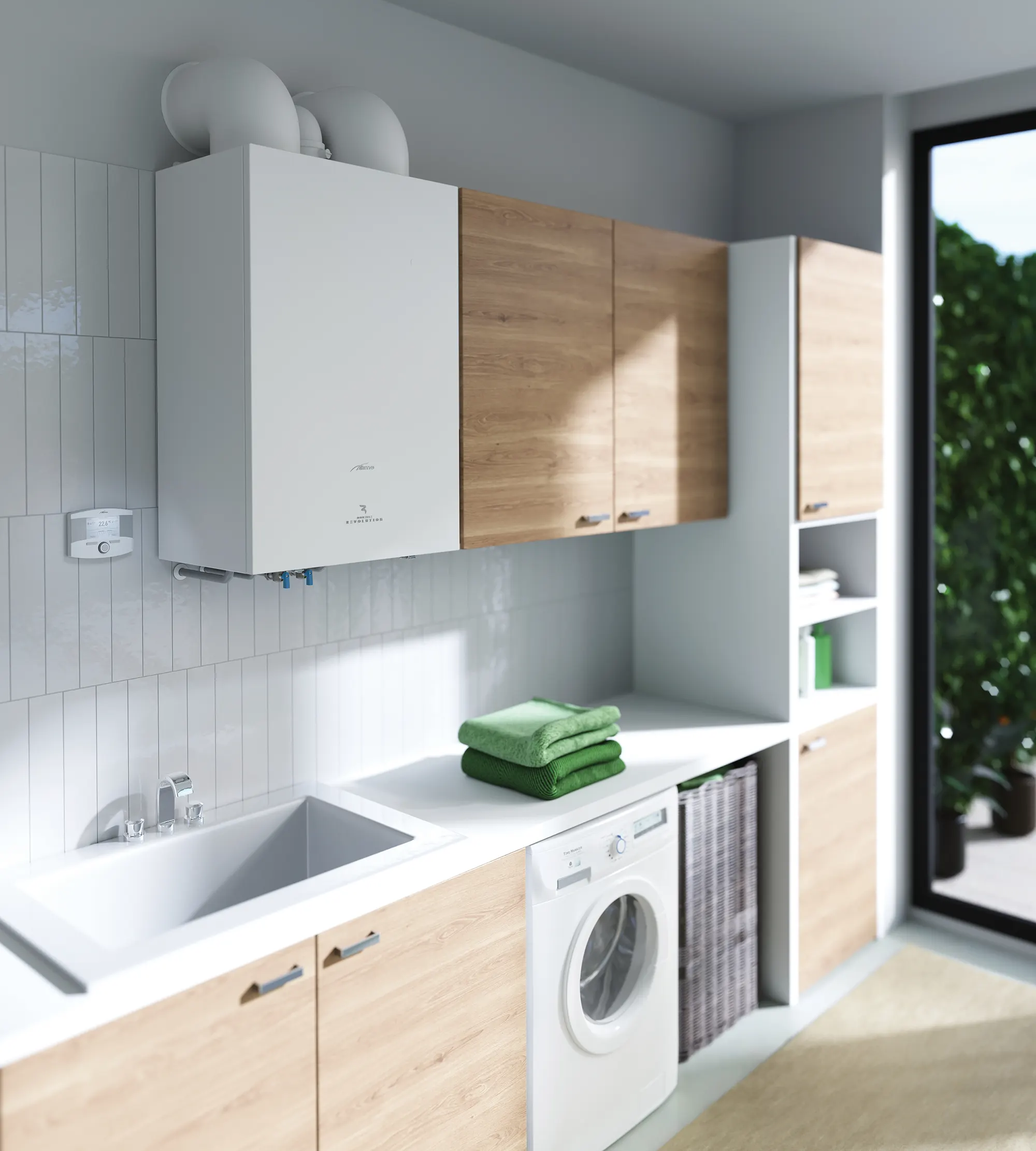 Kitchen with hybrid heating