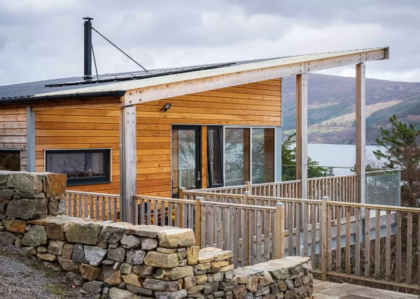 side view of property with larch cladding