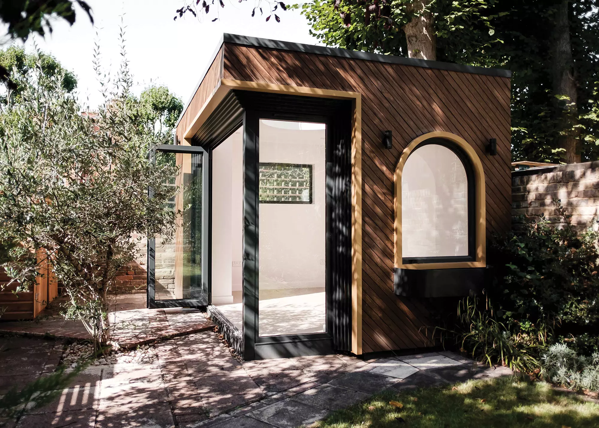 Fab Architects garden room constructed with structural insulated panels
