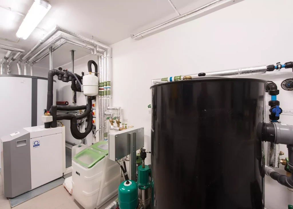 Plant room in a modern energy-saving house