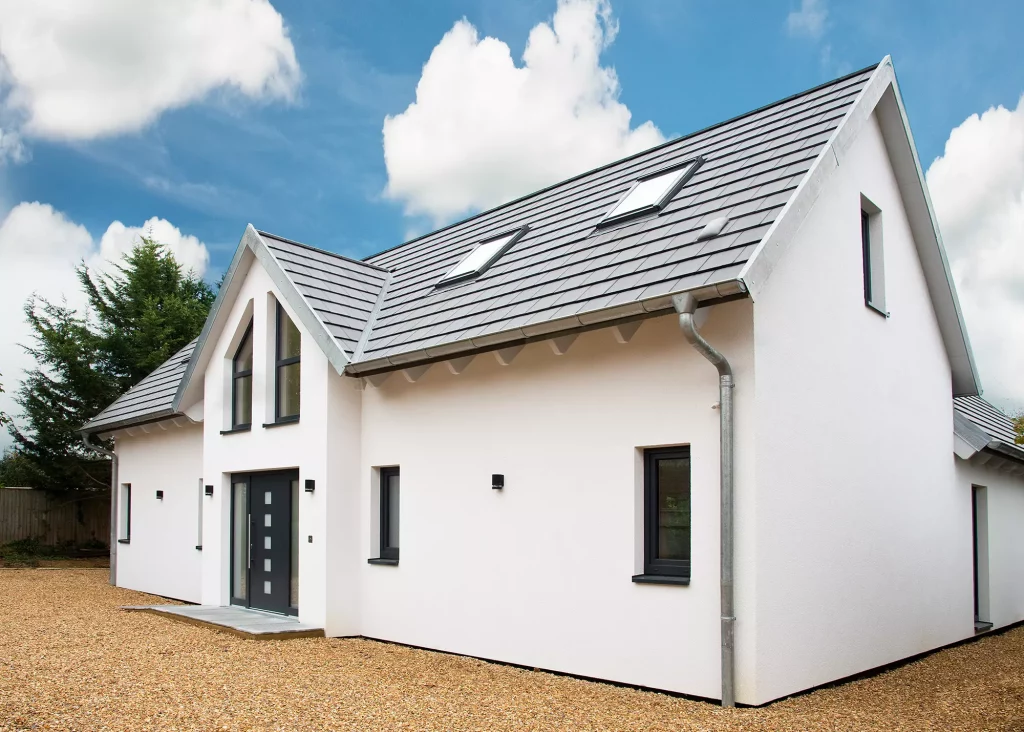 modern turnkey home in white render finish 